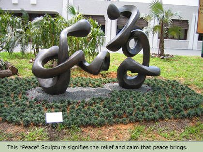 'Peace' Sculpture signifying the relief and calm of peace